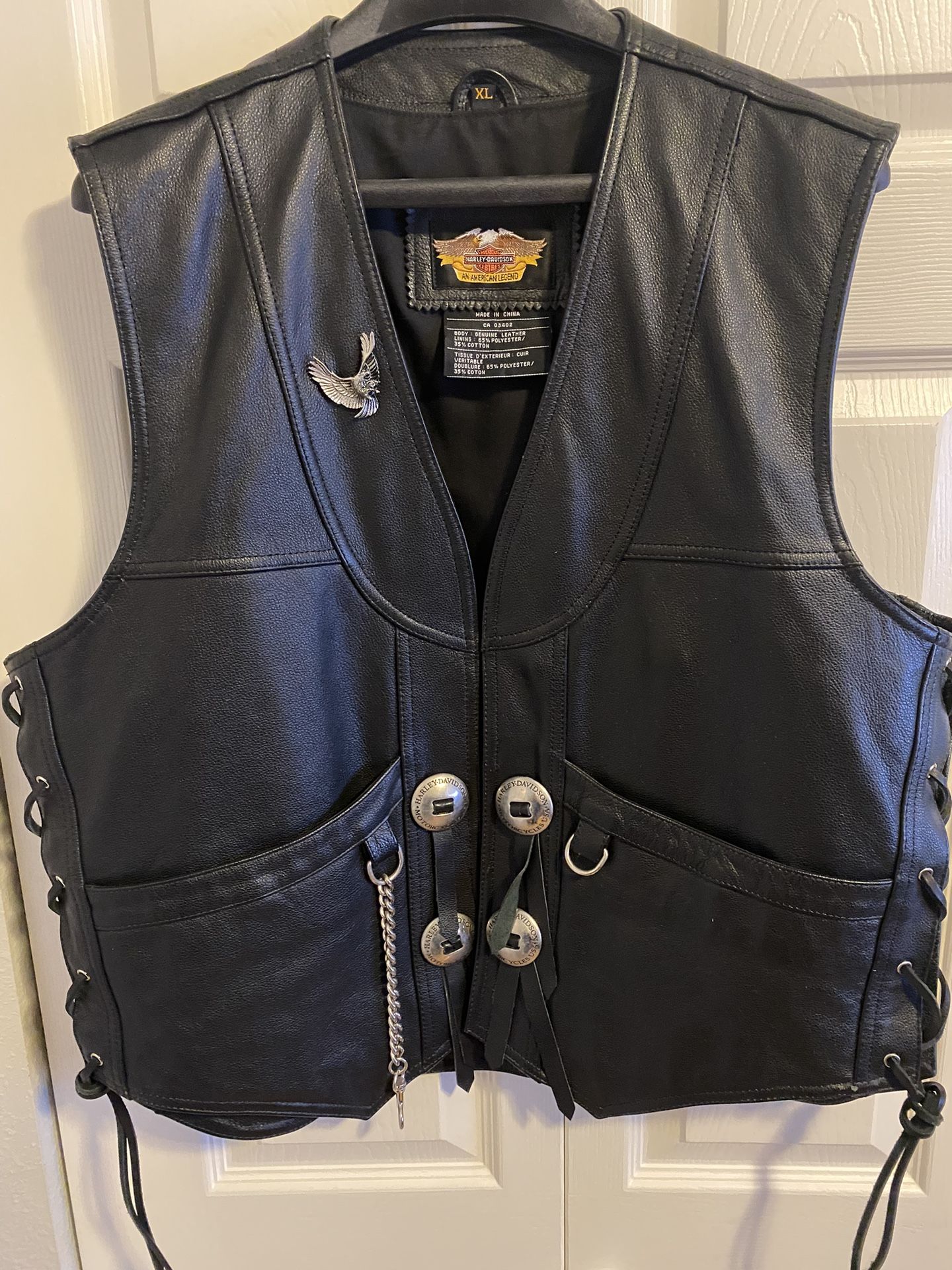 Men Leather Harley Davidson Vest