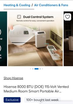 Hisense 7000 BTU (DOE) 115-Volt Vented Small Room Smart Portable Air 120  or best offer