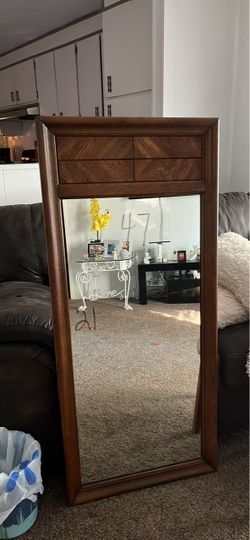 Large Floor Mirror with Wood Frame