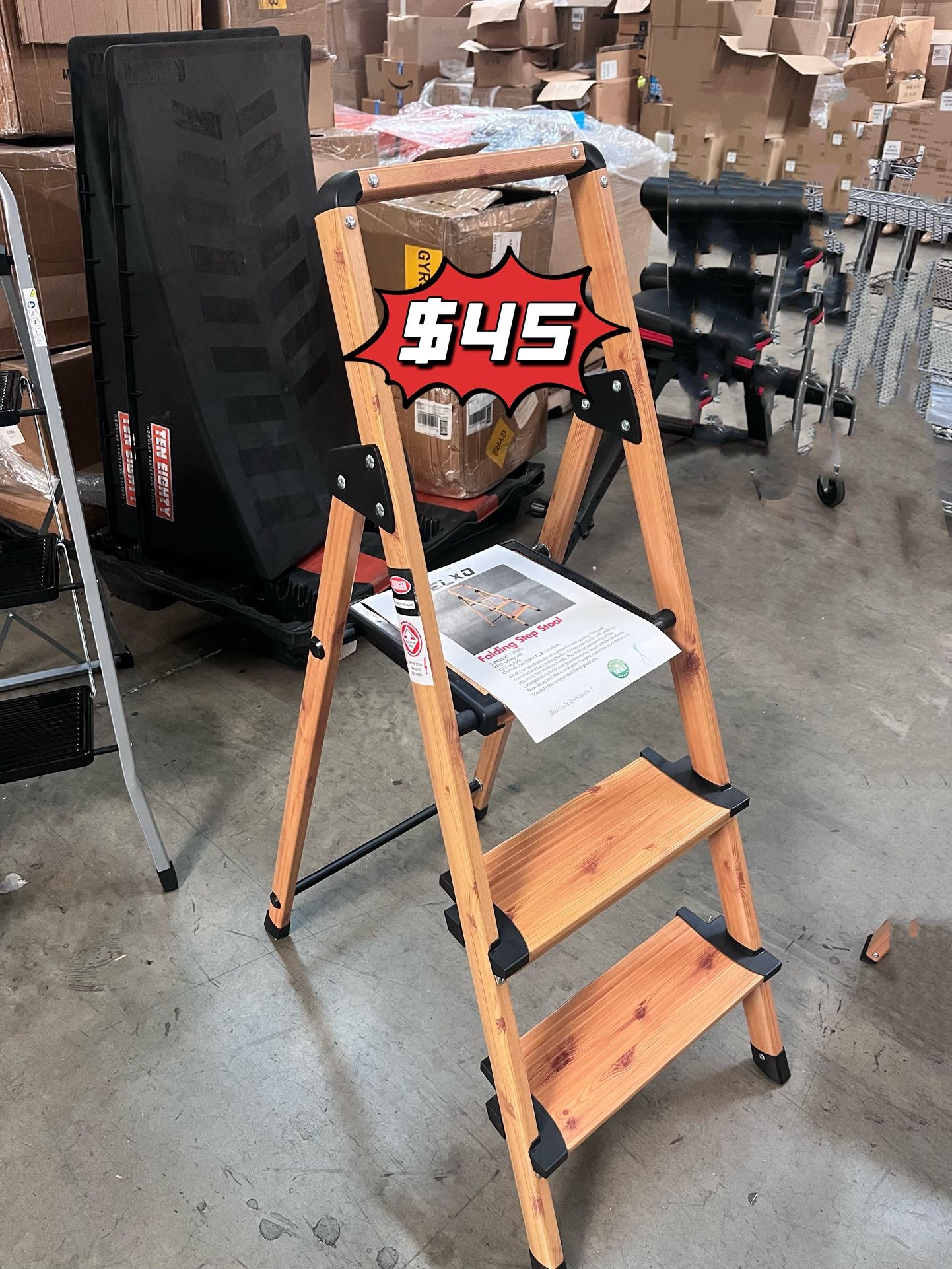 ❤️$45❤️ Delxo Portable Collapsible Lightweight Alloy Steel Mini Stool Stepladder with Anti Slip Carry Hand Grip and Wide Pedal for Indoor Use Pick up