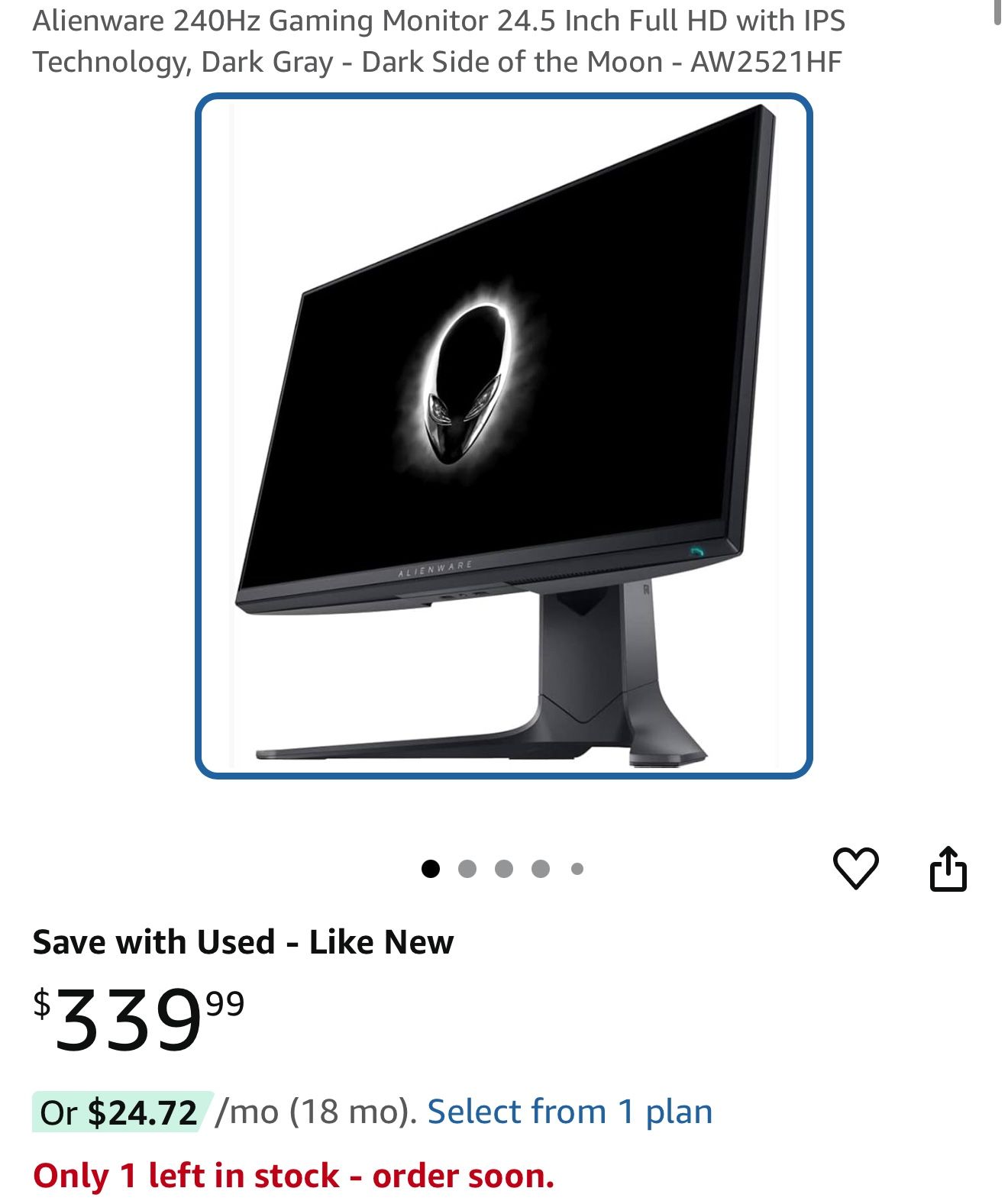 Alienware 240Hz Gaming Monitor