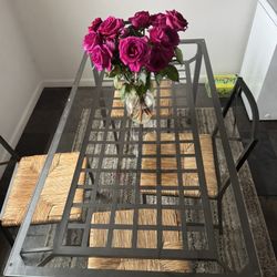 Glass Dining Table Set with 4 Chairs – Excellent Condition