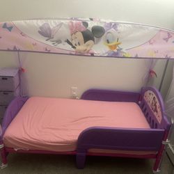 Disney Minnie Mouse Toddler Canopy Bed w/ Mattress – Great Condition