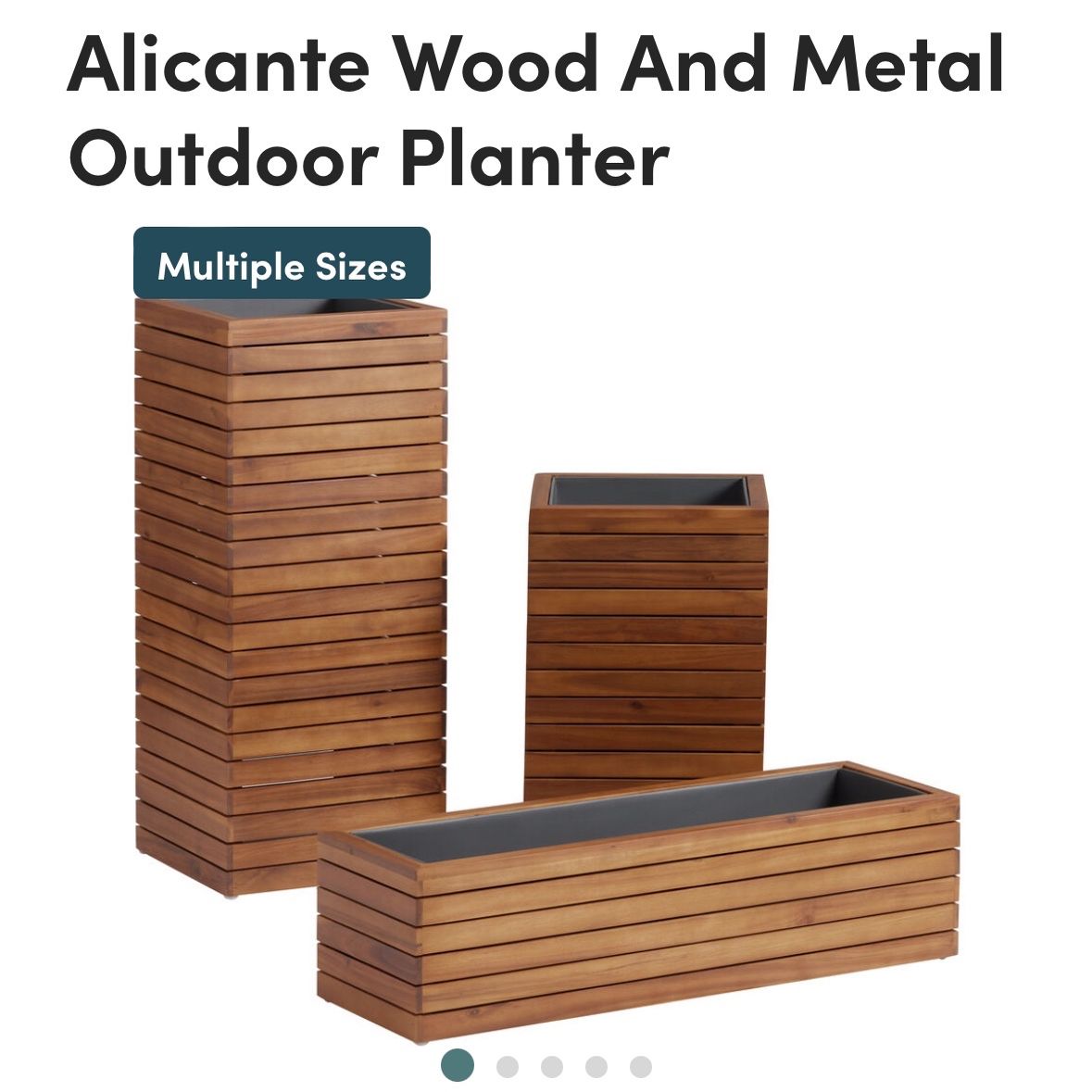 SMALL Alicante Wood And Metal Outdoor Planter - (Brand New In box)