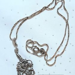 Sterling Silver Chain & Dragon Pendant 