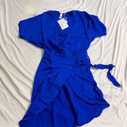 La Perla  abito incrociato bath-suit cover royal blue silk wrapped dress/pareo IT38