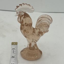 Vintage Westmoreland 4.5” Art Glass Pink Peach Colored Rooster Figurine Hen Nest  The Vintage Westmoreland 4.5” Art Glass Pink Peach Colored Rooster F