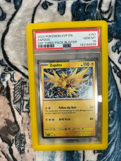 2024 Pokémon Surging Sparks Zapdos cosmos holo three pack blister PSA 10