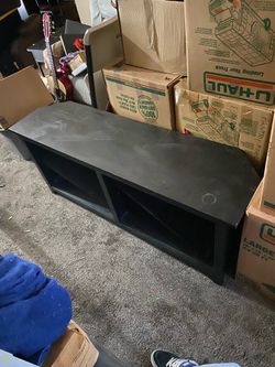 Black TV Stand with Open Shelves