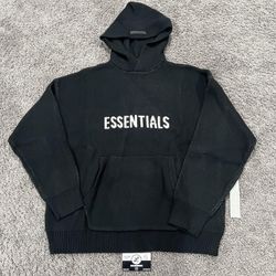 essentials hoodie black knit