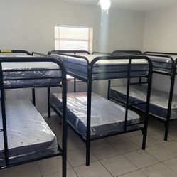 3 Twin Over Twin Bunk Bed With  6 Mattress And All New Furniture Free Delivery Free Installation. 