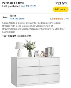 White 6 Drawer Dresser
