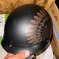 VCOROS Motorcycle Half Helmet Sun Visor Quick Release Buckle DOT Approved Half Face Helmets for Men Women (Indian, M)