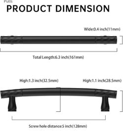 Brand New 10 Pack 5 Inch(128mm) Matte Black Kitchen Cabinet Handles, Cabinet Pulls Kitchen Cabinet H