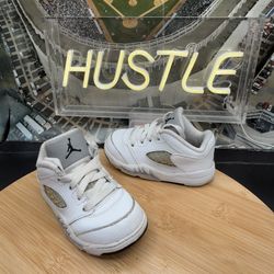 Jordan 5 Retro Low (TD) White Wolf Grey Sneakers Size 6C