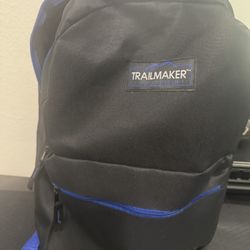 Single Zip Backpack Lightweight Black And Blue Color 