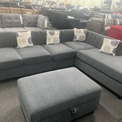 Sectional Sofa Set With Ottoman 