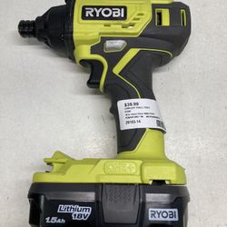 RYOBI ONE +18V Cordless 1/4 in. Impact Driver W/BATTERY