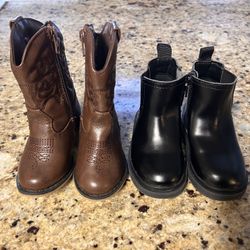 Baby Girl Boots Brown Are Size 5 And Black Are 5.5