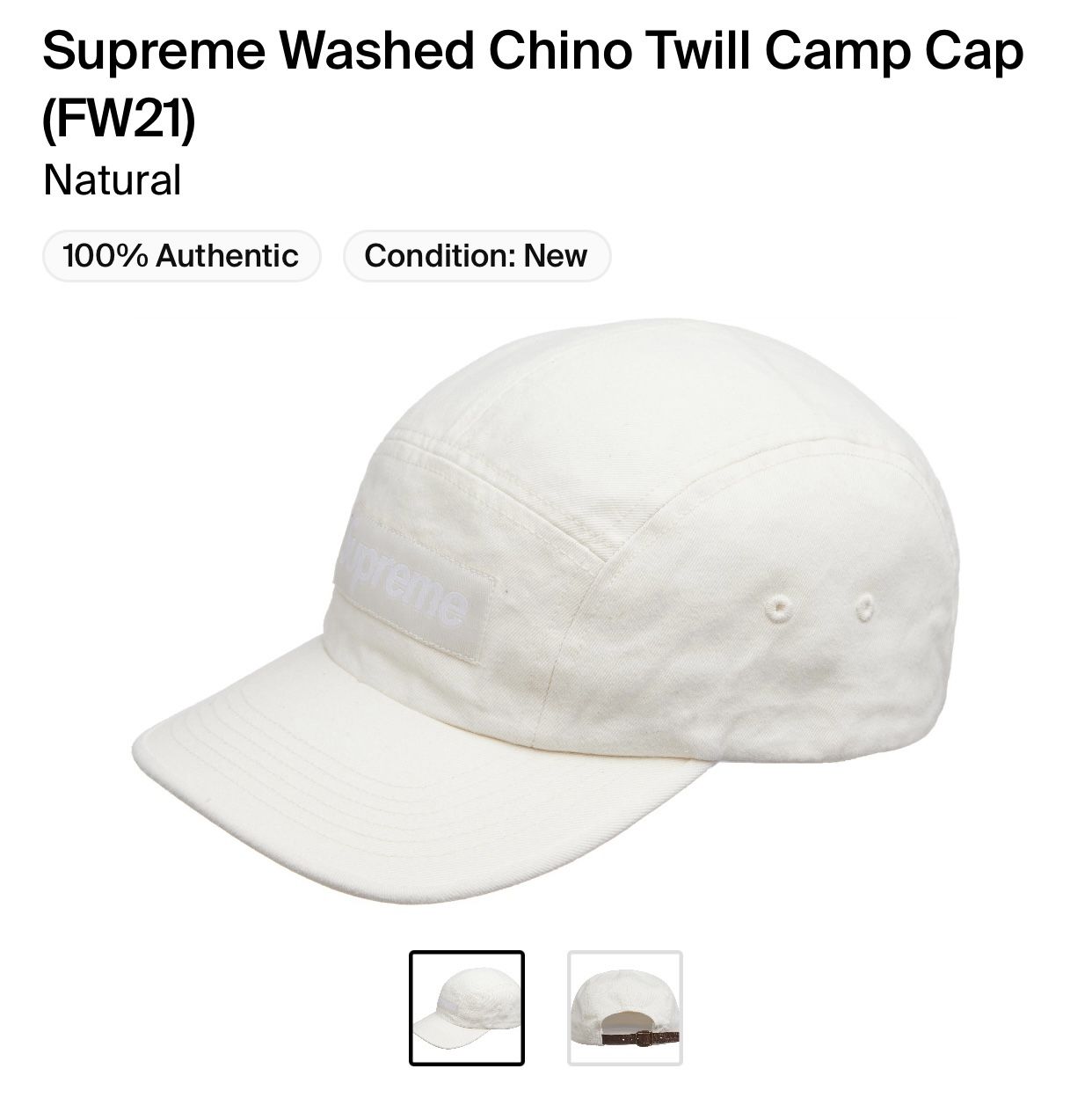 Supreme Vintage White Hat