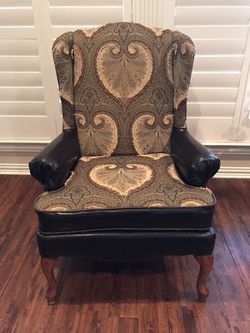 Custom upholstered Queen Anne wingback chair - wing back