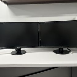 Dual Asus Monitors 22 inch Screen Set