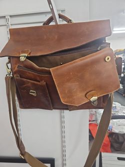 Brown Leather Messenger Bag with Shoulder Strap
