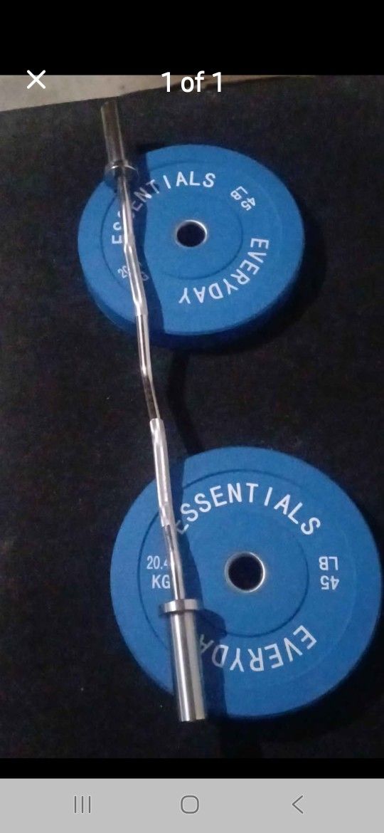 Ez Curl Bar And 2.45 Bumper Plates
