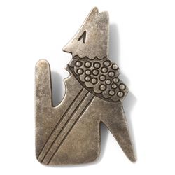 Sterling Silver Howling Wolf Pendant Signed HIJE