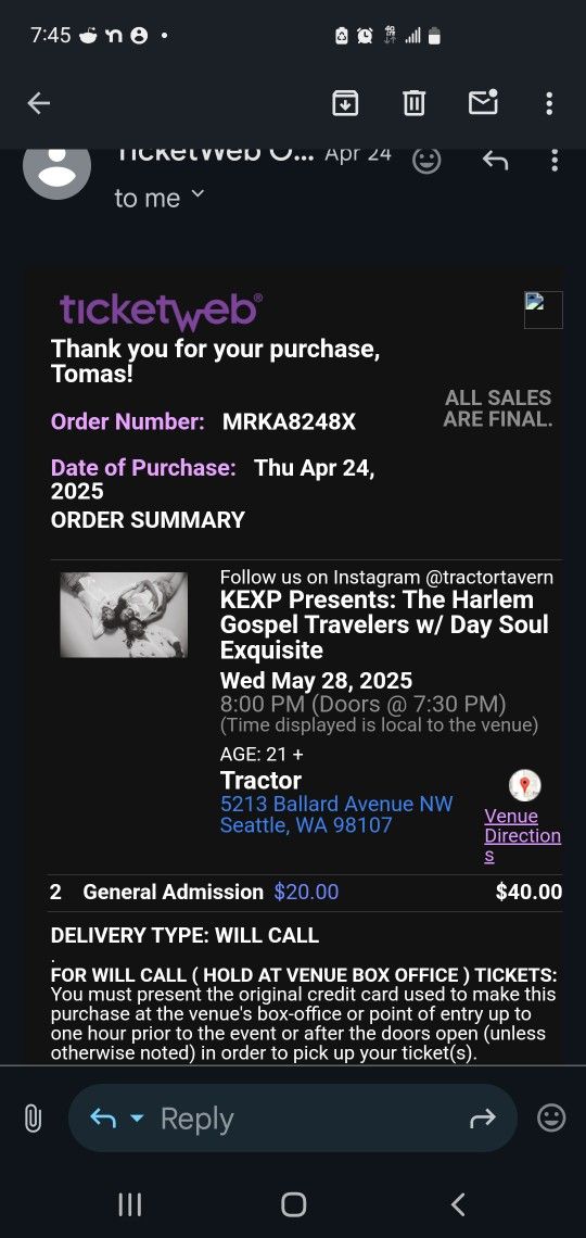 Free Tickets, Can't make