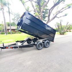 BRAND NEW DUMP TRAILER 8X12X4 12,000 LBS HYDRAULIC SYSTEM ROLLING TARP AND SPARE TIRE LED LIGHTS TITLE IN HAND READY FOR WORK FOR ANY QUESTION TEXT ME