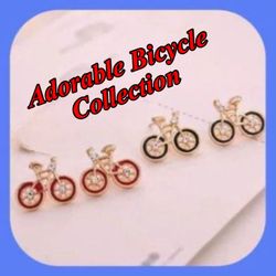 Adorable Bicycle Collection Stud Earrings 2 Pairs!