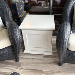 Pottery Barn storage code end table rustic white Boca 