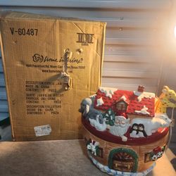 VINTAGE NEW Home Interiors-Christmas on the Ark Ceramic  Large Cookie Jar