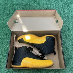 Jordan 12 Black University Gold Size 8