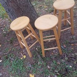 Three Wooden 4 Legs Heavy Duty Stool