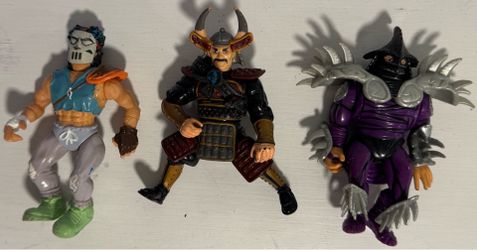 Lot of 3 vintage TMNT (Teenage Mutant Ninja Turtles) action figures by Playmates Toys