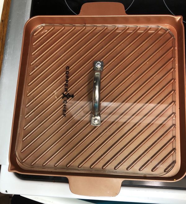 Copper chef grill pan w/glass press for Sale in Glendale, AZ OfferUp