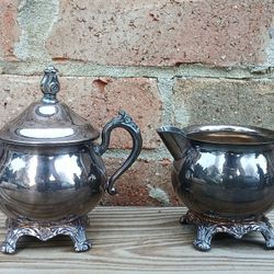 Vintage FB Rogers Silverplate Creamer/Sugar Bowl & Lid