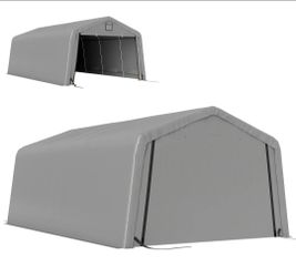 Outsunny Carport 12' x 20' Portable Garage, Heavy Duty Car Port Canopy with Ventilation Windows and Large Roll-up Door, Gray