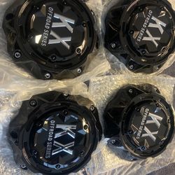 KX OFF ROAD CENTER CAP #KX204-CAP GLOSS BLACK SET OF 4 CENTER CAPS