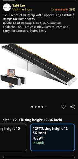 TaiH Leo 12ft Portable Aluminum Wheelchair Ramp