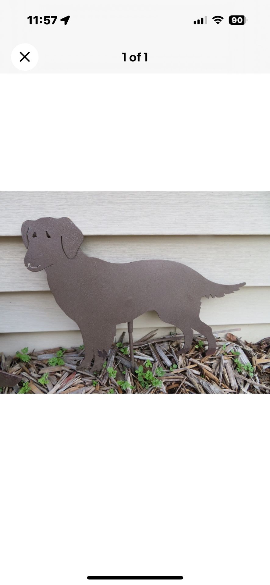 Golden Retriever metal yard art, handmade in the USA, rusted~