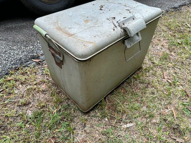 JC Higgins Antique Aluminum Ice Chest Has Bottle Opener On The Side