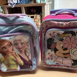 2 Coordinating Disney Girls Rolling Suitcases 