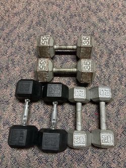 Hex Dumbbell Set 20, 25, and 35 lb Pairs