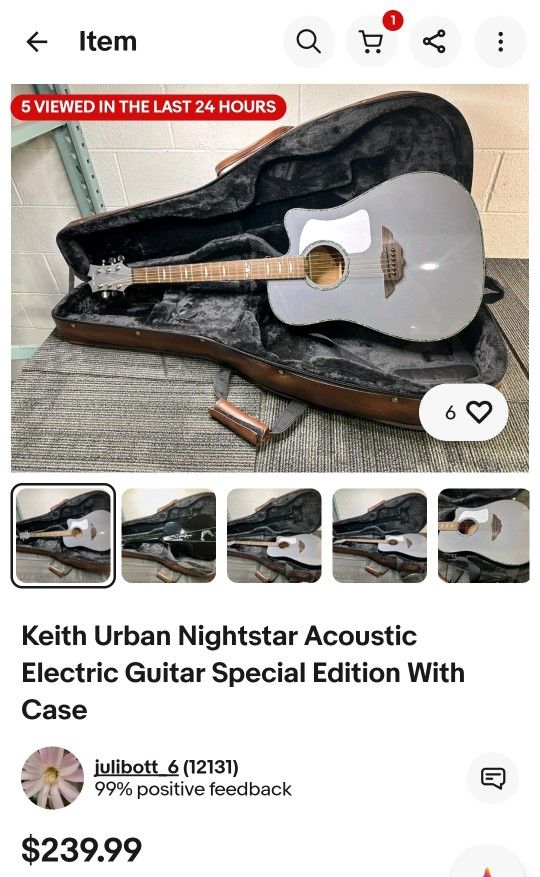 Keith Urban Nightstar Acoustic Electric Guitar Special Edition With Case And Amp