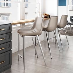 Magnus Brown & Silver Counter Stool (Set of 2)