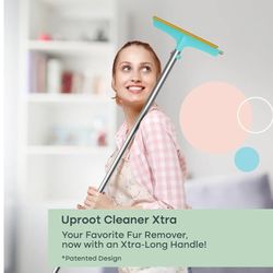 Uproot Cleaner Xtra Pet Hair Removal Broom: Reusable Carpet Rake with Telescopic 60" Handle - As Powerful as Uproot Cleaner Pro Pet Hair Remover