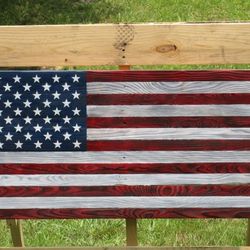 Handmade Wooden American Flag 